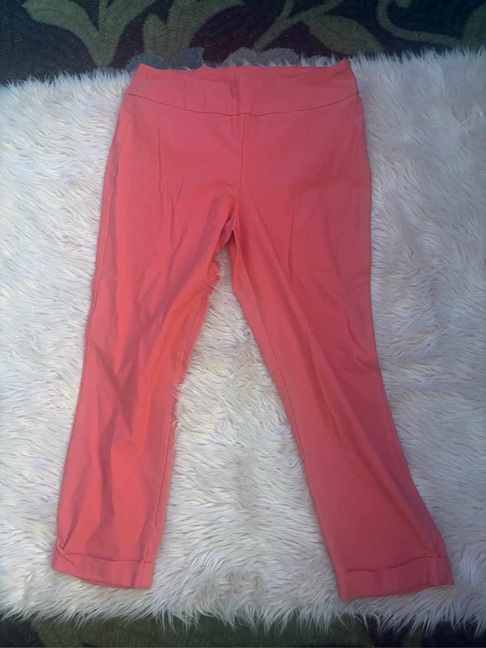 Tribal Coral Cropped Ponte Pull-On Pants